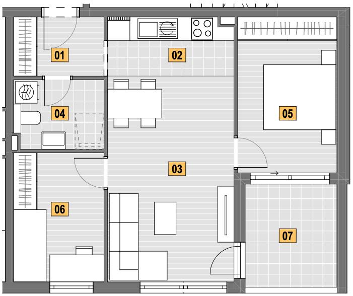 Tlocrt stana S1-1 u zgradi Villa "Josephina"