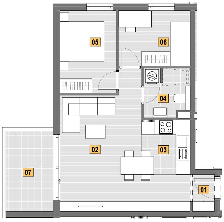 Tlocrt stana S3-3 u zgradi Villa "Josephina"