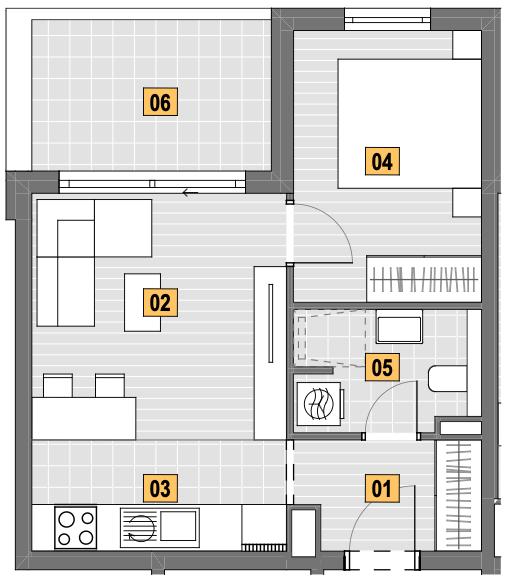 Tlocrt stana S3-5 u zgradi Villa "Josephina"